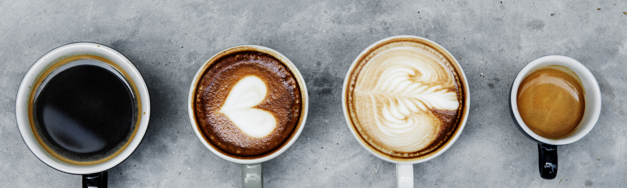 Aerial view of various coffee